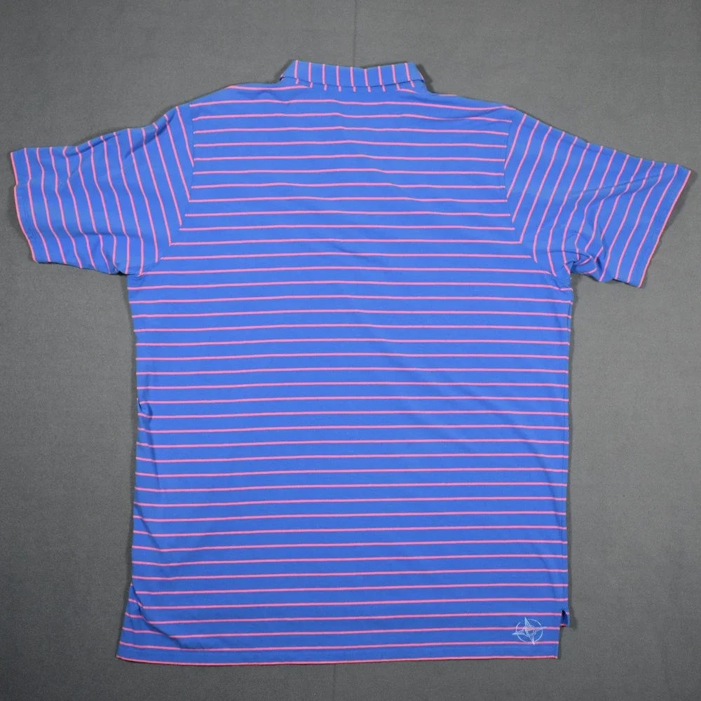 B Draddy Mens X-Large Golf Polo w Embroidered Boot Logo Blue Pink